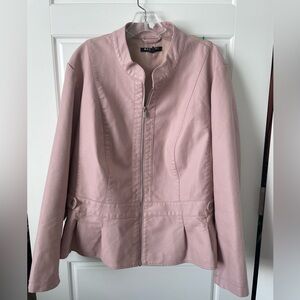 Baccini Blush Pink Vegan Leather Peplum Jacket 3x